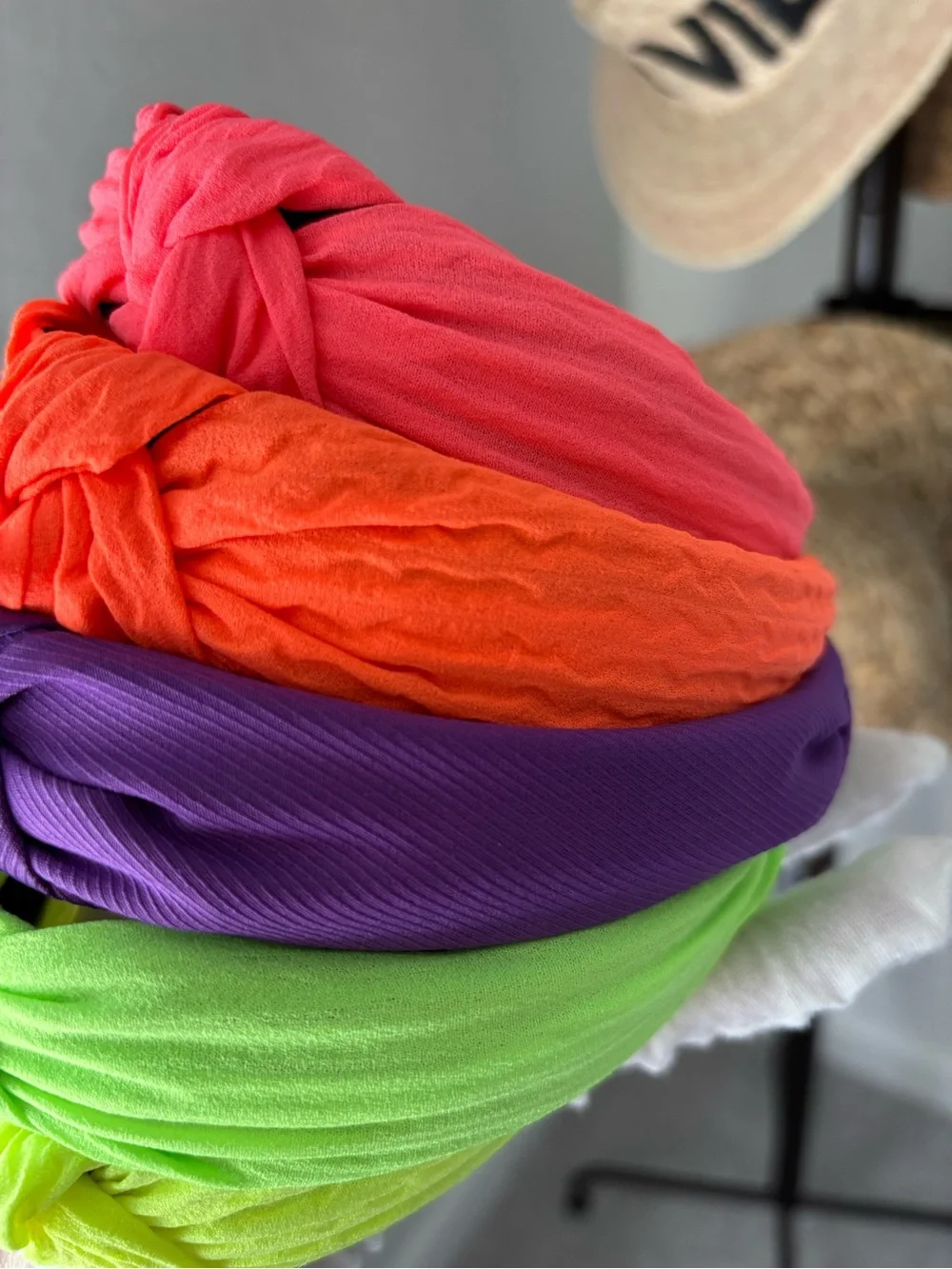 🌈✨ Neon Knot Headbands Set Bright Pink Orange Green Purple NWT Cute Fun